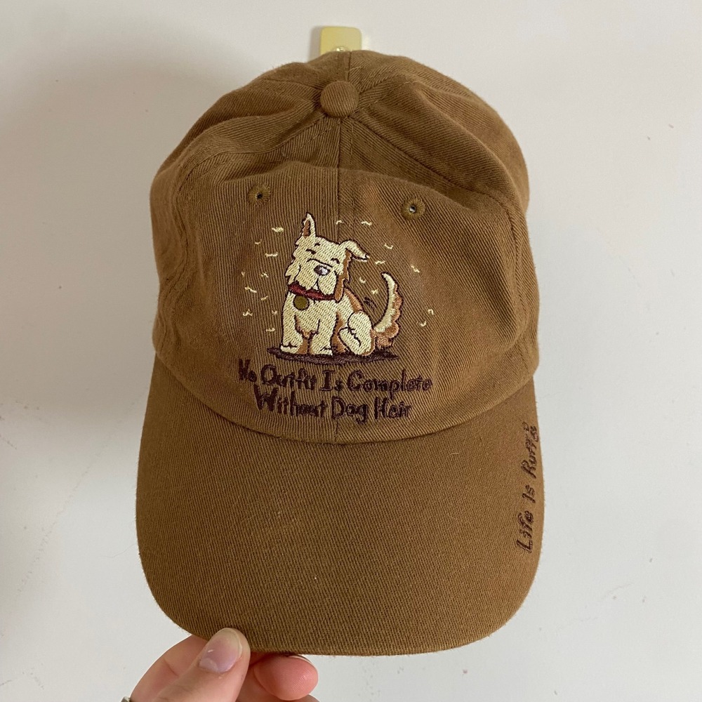 Life Is‎ Ruff Brown Baseball Hat Funny Cap Embroidered Dog Women's Hat